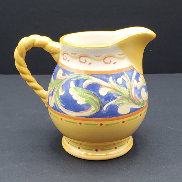 Pfaltzgraff Villa della Luna Creamer Gold Blue Green Floral Creamer - Picture 4 of 7